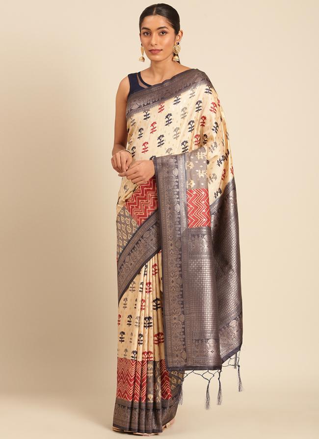 Silk Grey Casual Wear Printed Saree